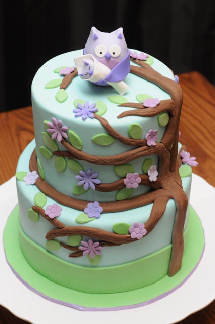 Purple Owl Baby Shower Cake – Cakes By Caralin